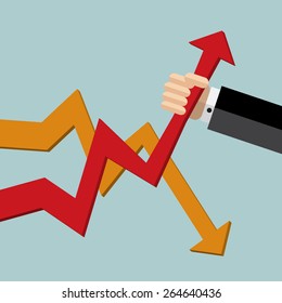 business man hand pulling graph arrow,successful concept,illustration,vector