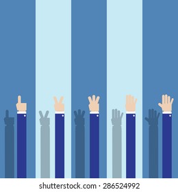 business man hand show Numbers Counting finger Flat Design