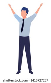 business man with hands up avatar cartoon character vector illustration graphic design