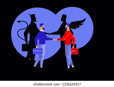business man handshake with background angle and demon shadow,concept business partner.