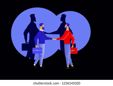 business man handshake with background shadow,concept business partner.