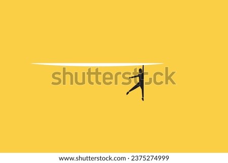 Business man hanging on paper cut concept for business problem. visionary leadership different business routes. Symbol of ambition, motivation Foto stock © 