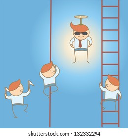 business man with happiness  win and overcoming other to be success