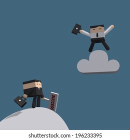 Business man happy on cloud, More than success and cloud technology concept, Vector illustration EPS10