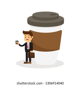 Business man has coffee break