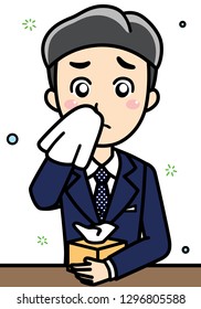 Business man has got a cold. This can use for presentation, website, book, business card.