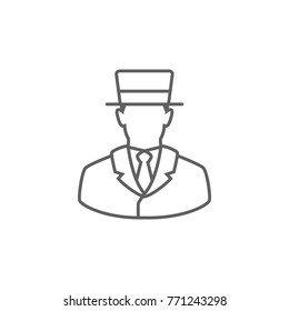 Business man with hat line icon vector