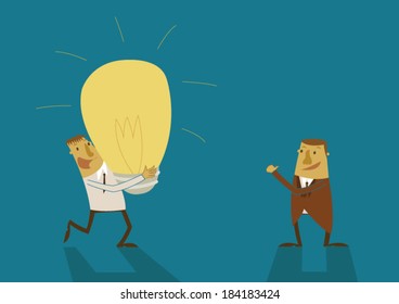 Business man have a big idea and boss happy too