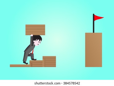 Business man have hard work to make a way to success.