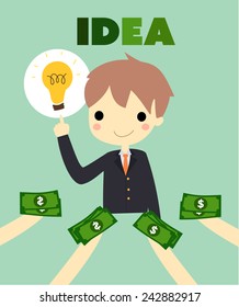 business man have an idea with text idea