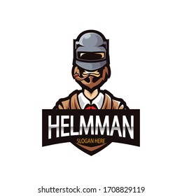 Business man with helm and cigarette pipe esport logo