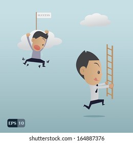 Business man hinder the success of colleagues
