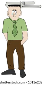 business man with his head under pressure - concept stress - vector