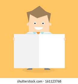 business man hold empty board
