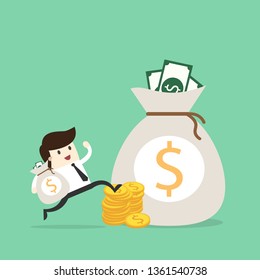 Careless Businessman Carrying Torn Money Bag Stock Vector (Royalty Free ...