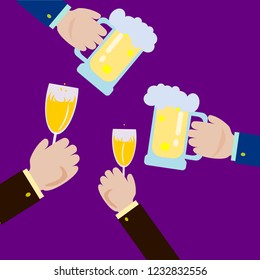 Business man hold a soft drink for celebrating and have fun.