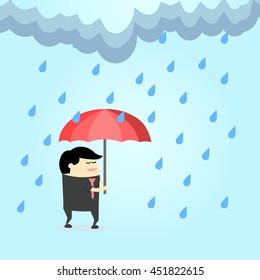 Business Man Hold Umbrella Rain Stock Vector (royalty Free) 451822615 