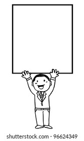 business man holding banner vector illustration