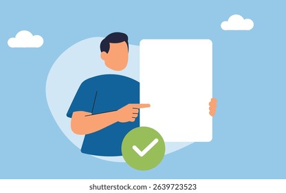 business man holding blank board	