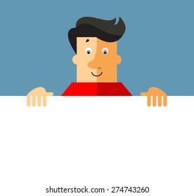 Business man holding a blank sheet. flat vector illustration
