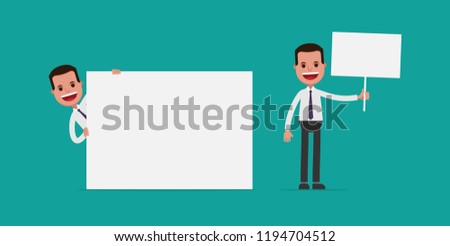 business man holding blank sign vector stock vector royalty free