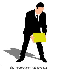 business man holding box, vector