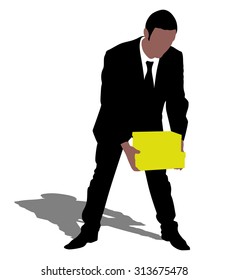 business man holding box, vector