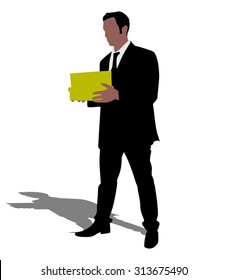 business man holding box, vector