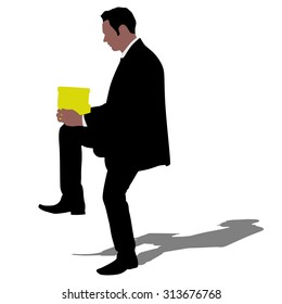 business man holding box, vector