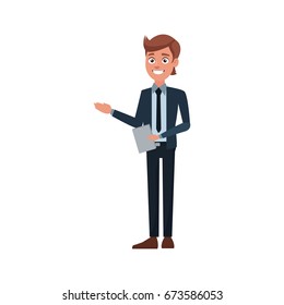 business man holding document work office