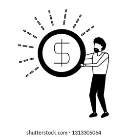 business man holding dollar coin