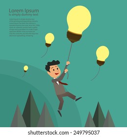 Business man holding The idea floating, ideas Concept Illustration vector