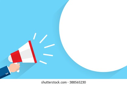 business man holding megaphone with bubble speech