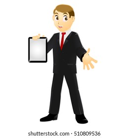 Business man holding a tablet