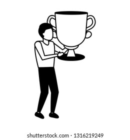 business man holding trophy