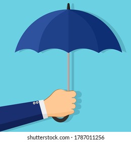Business man holding an umbrella Financial and business concepts. vector