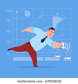 Business Man Holding Weights Scale Legal Service Concept Flat Vector Illustration