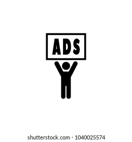 Business Man Holds Advertising sign vector icon. Simple flat symbol on white background