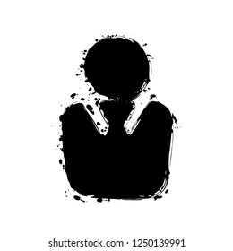 business man icon. Black ink with splashes on white background