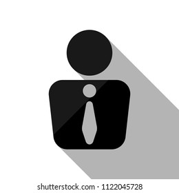 business man icon. Black object with long shadow on white background