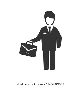 Business man icon. Briefcase vector