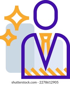 Business man business icon collection with purple orange outline style. symbol, set, web, line, technology, internet, design. Vector Illustration