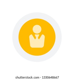 business man icon. Icon in colored circle with gray bold border. Web button, modern flat design