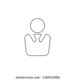 business man icon. Dotted outline silhouette with shadow on white background