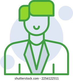 Business Man business icon with green duotone style. Corporate, currency, database, development, discover, document, e commerce. Vector illustration