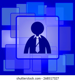Business man icon. Internet button on abstract background. 