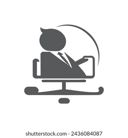 Business man icon. Male face silhouette with office suit and tie. User avatar profile.