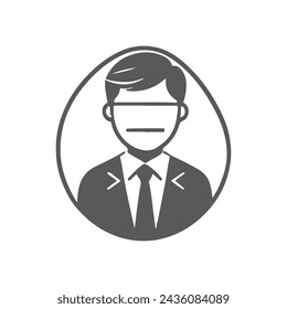 Business man icon. Male face silhouette with office suit and tie. User avatar profile.