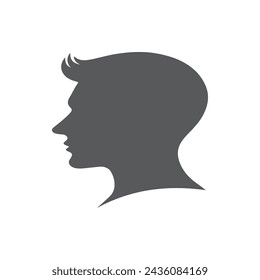 Business man icon. Male face silhouette with office suit and tie. User avatar profile.
