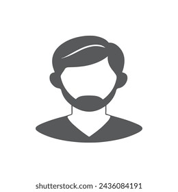 Business man icon. Male face silhouette with office suit and tie. User avatar profile.